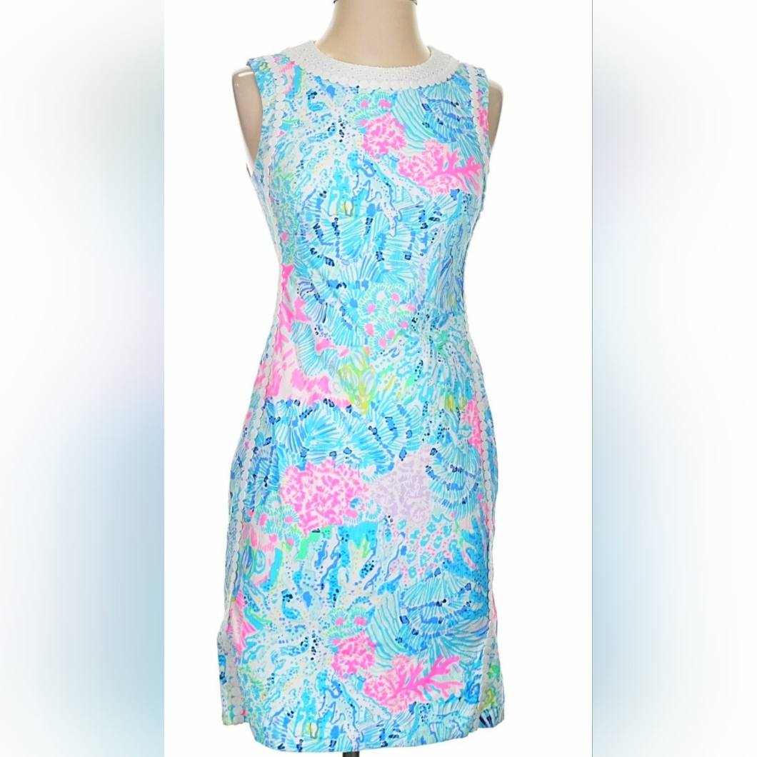 Lilly Pulitzer Sink Or Swim Mila Dress Pink & Blue Resort Dress Size 00